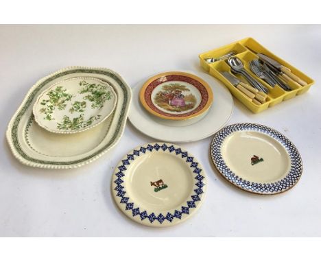 A mixed lot of ceramic plates to include Limoges, Brixton Pottery, together with a small amount of flatware 