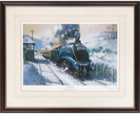 After Terence Cuneo, limited edition print of 'The Flying Scotsman', signed and numbered 12/100, 36x56cm