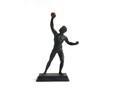 An Art Deco bronze figure of an athlete, 33.5cmH 