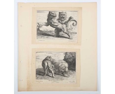 A collection of loose prints and engravings, including two etchings after Rubens: ‘Variae Leonum Icones' by Nicolaus Visscher