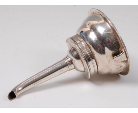 A George III silver two-piece wine funnel, of plain undecorated form, maker Moses Brent, London 1789, weight 2oz, length 11cm