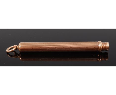 A Sampson Morden & Co 15ct gold propelling pencil, having engine turned case, 24.4g, 8cm 