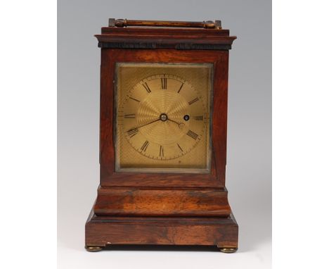 A Victorian rosewood cased four glass bracket clock by Robert Molyneux of London, the fine engine turned dial with Roman nume