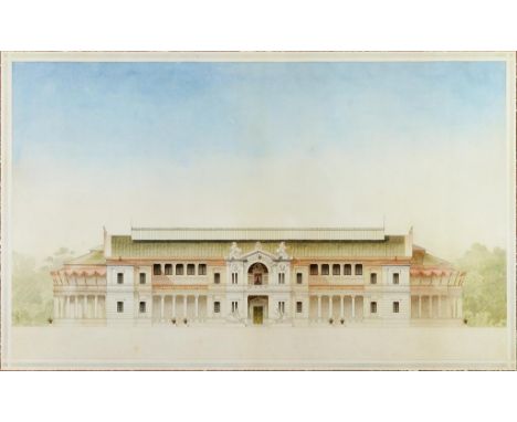 A PAIR OF ARCHITECTURAL PRINTS, 20TH CENTURY, 50CM X 83.5CM  
