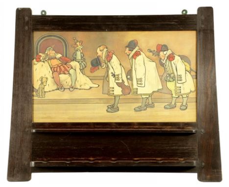 AN ARTS AND CRAFTS STAINED PIPE RACK, POSSIBLY LIBERTY & CO, 54CM X 66CM, CIRCA 1905 