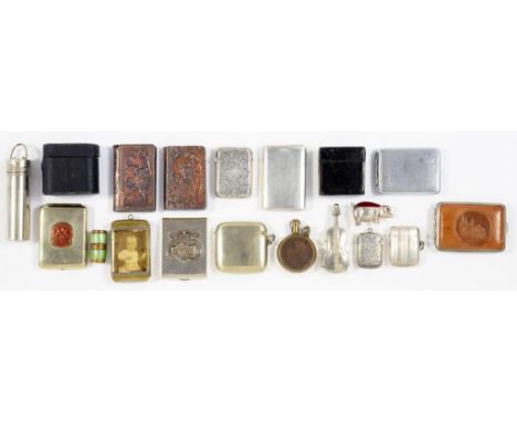 A COLLECTION OF LATE 19TH AND EARLY 20TH CENTURY VESTA CASES, INCLUDING SILVER EXAMPLES, VARIOUS NOVELTY SHAPES, PICTORIAL, S