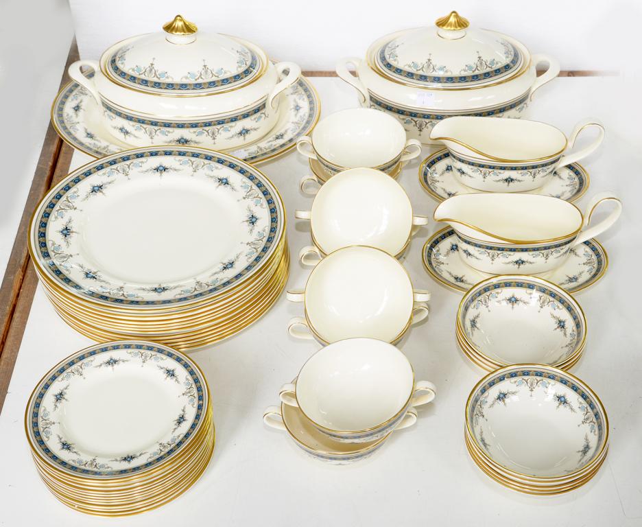 A MINTON BONE CHINA, GRASMERE PATTERN DINNER SERVICE, PRINTED MARK