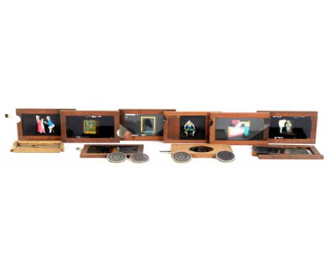 SMALL QUANTITY OF LATE 19TH/EARLY 20TH CENTURY GLASS MAGIC LANTERN SLIPPING SLIDES