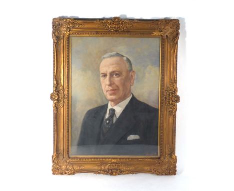 M.. Weirs (20th century),A head and shoulders portrait of a gentleman wearing a blue tie,signed in red,oil on canvas, 57 x 42