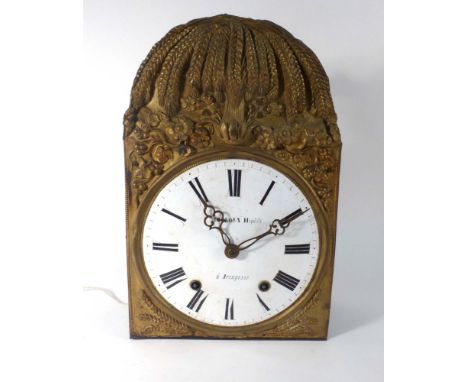 A French 19th century bracket clock, striking on a bell, the enamelled face with Roman numerals by Billoux Hipolite a' Arengo