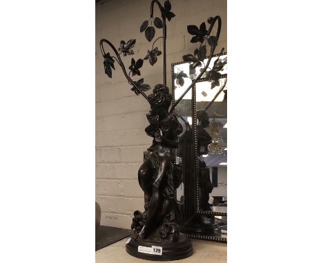 LARGE ART NOUVEAU STYLE FIGURE LAMP WITH COMPANION FIGURE - 86 CMS (H)