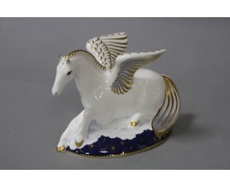 A BOXED ROYAL CROWN DERBY LIMITED EDITION PAPERWEIGHT, 'Pegasus' 600/1750, the first of a pair of Mythical Beasts designed by