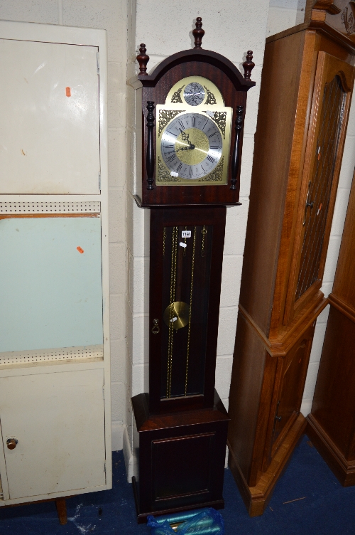A MODERN GRANDMOTHER CLOCK, signed Tempus Fugit (three weights and