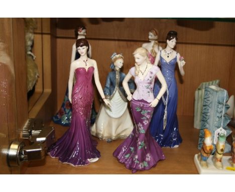 SIX ROYAL WORCESTER FIGURES, to include limited edition 'Ella' 69/7500, 'Gala Ball' 44/7500, 'Sapphire' 248/7500, 'Ruby' 1471