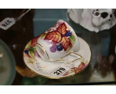 A ROYAL WORCESTER CABINET CUP & SAUCER, Brambles by Kitty Blake