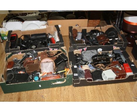 FOUR BOXES OF CAMERA EQUIPMENT, including Yashica, Pentax, Canon, etc (four boxes)