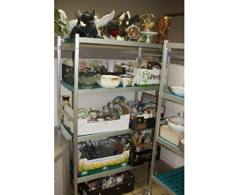 SEVEN BOXES AND LOOSE CERAMICS, GLASS, etc, to include Spode, Noritake, etc