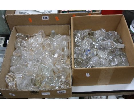 TWO BOXES OF GLASS DECANTER STOPPERS, etc (two boxes)