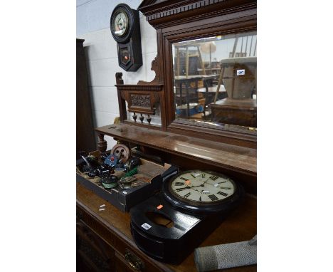 A VICTORIAN PAINTED WALL CLOCK, FACE MARKED K Russ & Co and a Seikoska wall clock (sd) (two keys, one pendulum) (2)