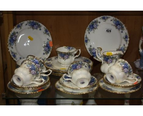 ROYAL ALBERT 'Moonlight Rose' teawares, to include six 20.5cm plates, milk jug, sugar basin, five cups, five saucers and thre