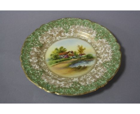 A ROYAL WORCESTER 'MAPLE' PLATE, signed Rushton, diameter approximately 22cm