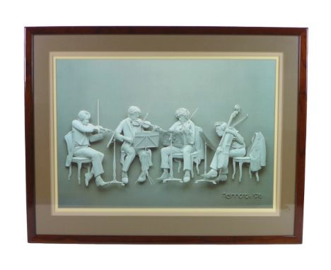 After Seigbert Reinhard: 'The Rehearsal', monochrome 3D effect print, dated 1976, mounted, 44 by 63cm, framed and glazed, 64 