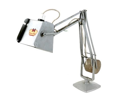 A vintage industrial Horstmann work lamp, painted grey, approximately 75cm high.