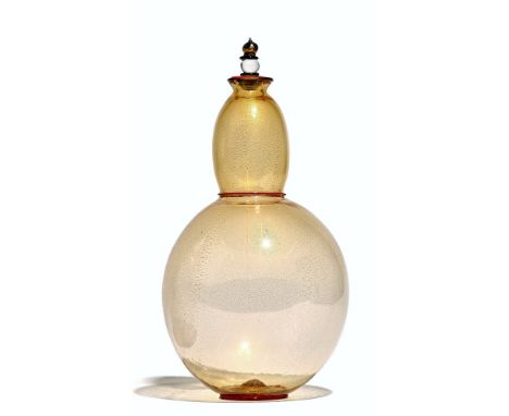 Yoichi Ohira; glass flask and stopper, etched to the base 'D' Majo murano Y. Ohira 1995, 6182', with certificate of authentic