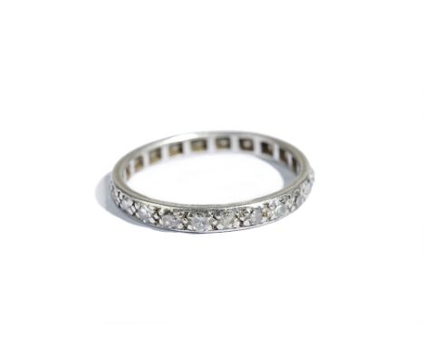 A diamond full eternity ring, mounted with cushion shaped diamonds, ring size L.