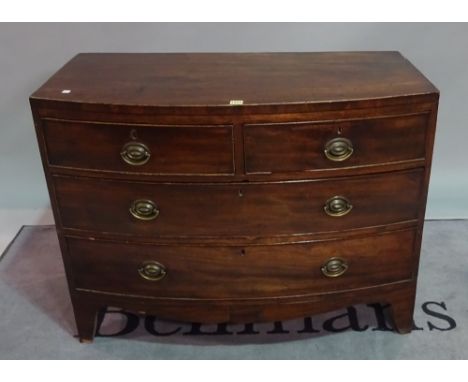 A late George III mahogany bowfront chest, of two short and two long drawers on splayed bracket feet, 105cm wide 82cm high. 