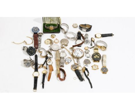 A lady's gold cased, keyless wind, openfaced fob watch, with an unsigned gilt cylinder movement, base metal inner case, the e