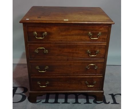 A late George III mahogany chest, of four long drawers on bracket feet, 67cm wide x 75cm high. 