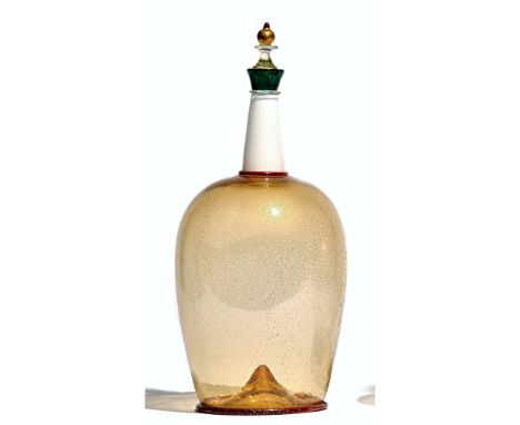 Yoichi Ohira, 'Venezia et L'Orient' glass flask and stopped, etched to the base 'D'Majo Murano Y Ohira 1996, 14798' with cert