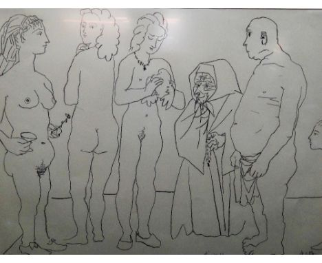 Pablo Picasso (Spanish, 1881-1973), Personnages et Colombe, lithograph, dated 18.2.54, signed and numbered in pencil 30/50, o