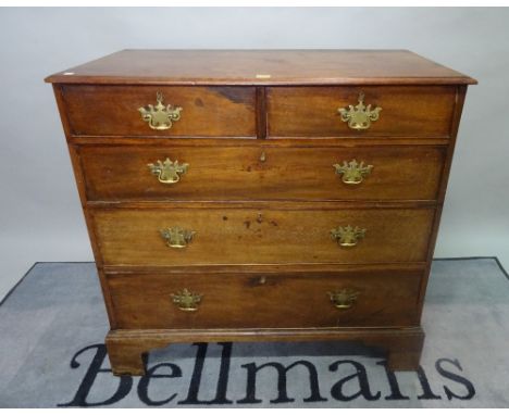 A George III mahogany chest, of two short and three long drawers on bracket feet, 96cm wide x 93cm high. 