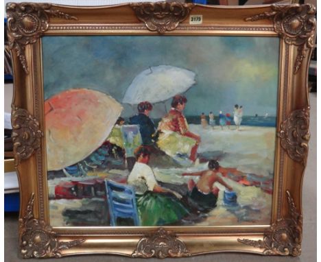K** Carole (20th century), Beach scene, oil on canvasboard, signed, 49.5cm x 60cm.