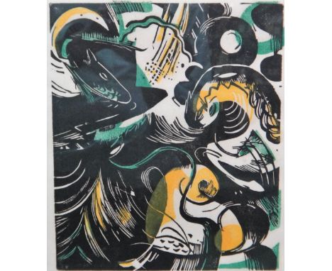 Maria Marc? (20th century), Untitled, colour lithograph, indistinctly inscribed on reverse, 24cm x 20cm.