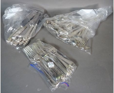 A large quantity of silver and plated flatware comprising of various patterns, (qty). 