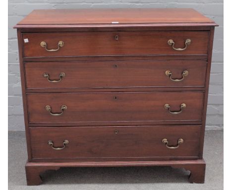 A George III mahogany chest, with four long graduated drawers on bracket feet, 98cm wide x 90cm high. 
