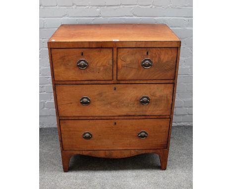 A small George III mahogany chest, of two short and two long drawers on bracket feet, 74cm wide x 96cm high. 