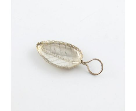 A George III silver caddy spoon, by Cocks and Bettridge, Birmingham 1804, leaf form, pierced border, wire-work handle, with e