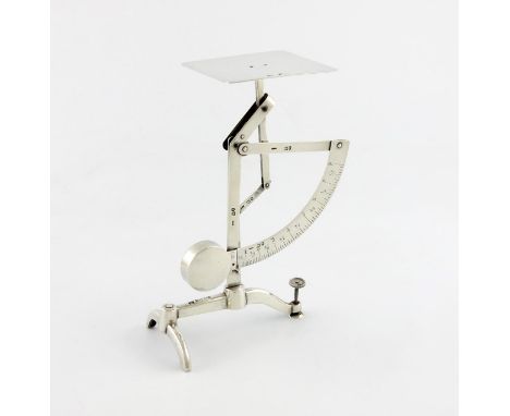 A rare set of Victorian silver letter scales, by S. Mordan and Co, London 1897, rectangular pad, the dial engraved from 0-8, 