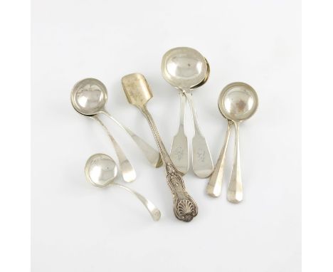 A mixed lot of silver flatware,  comprising: a Victorian Kings pattern stilton scoop, by George Adams, London 1871, crested a