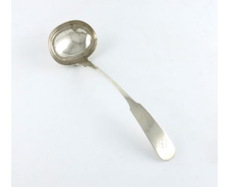 An early 19th century Scottish provincial silver Fiddle pattern soup ladle, by Charles Murray, Perth circa 1820, oval bowl, t