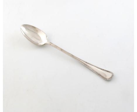 A silver Ribbon and Reed pattern basting spoon, by William Hutton and Sons, London 1910, plain terminal, length 31.4cm, appro