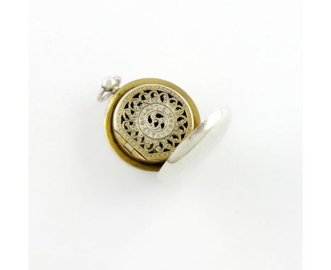 A late-Victorian silver vinaigrette, the grille marked S. Mordan, London, circular watch case form, the hinged cover opens to