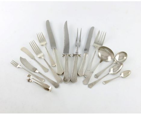 An American silver Antique Pattern part canteen for twelve, by R. Wallace, Co., Connecticut, designed 1926, comprising: twelv