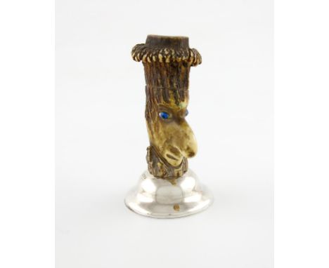 A Victorian novelty silver-mounted table vesta holder and striker, by S. Mordan, London 1879, carved as the head of Ally Slop