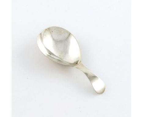 A George III silver Old English pattern caddy spoon, by Hester Bateman, London 1787, plain bowl and handle, length 7.8cm, app