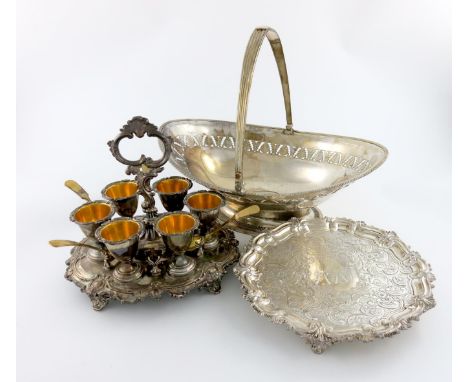 A George III old Sheffield plated swing-handled basket, by Daniel Holy, Wilkinson and Co, circa 1790, oval form, pierced foli